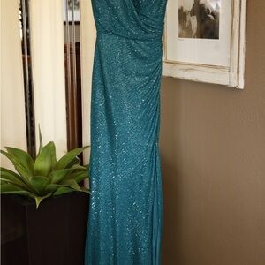 Elegant Teal Sequin Gown